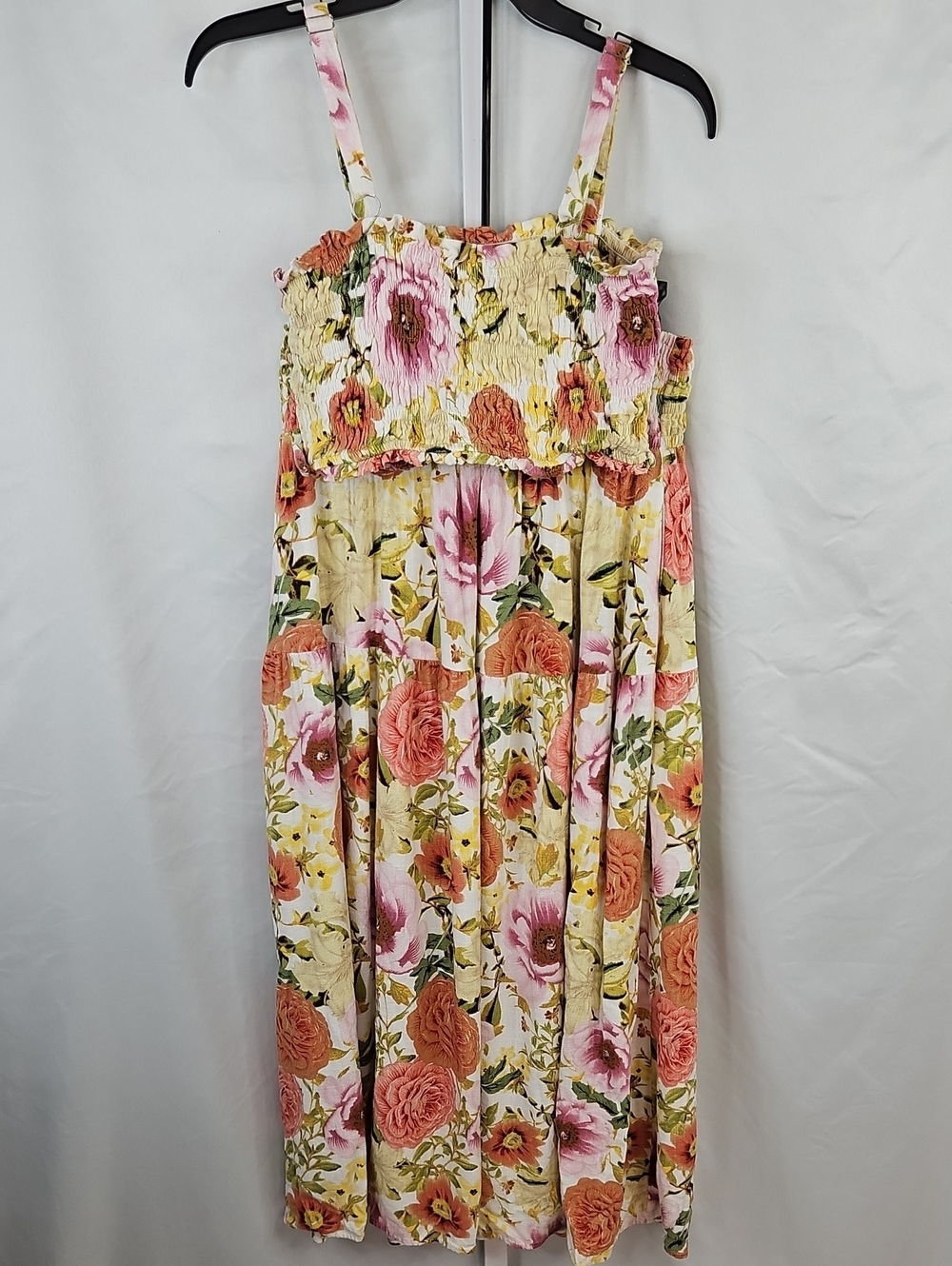 Paper Heart Floral Tiered Maxi Skirt & Top Pink & Coral Size Medium 2 Piece Set
